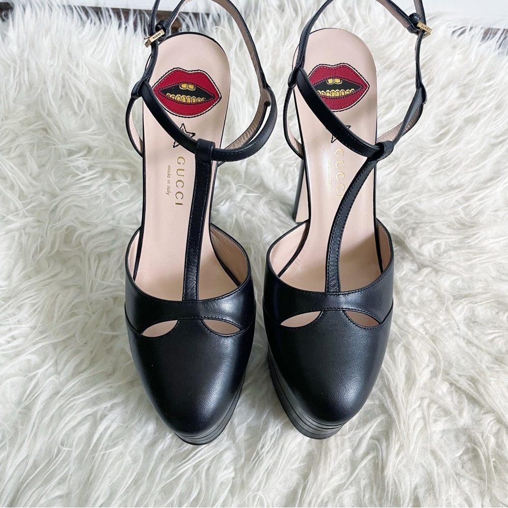 Gucci Angel Platform Pump Black Leather size 38.5 - Picture 3 of 15